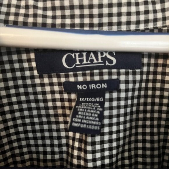 CHAPS WOMEN'S BUTTONDOWN LS SHIRT, BLACK & WHITE GINGHAM CHECK, 1X, LIKE NEW - Picture 2 of 2
